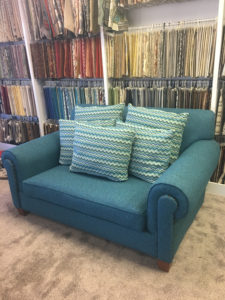 Custom upholstery loveseat.